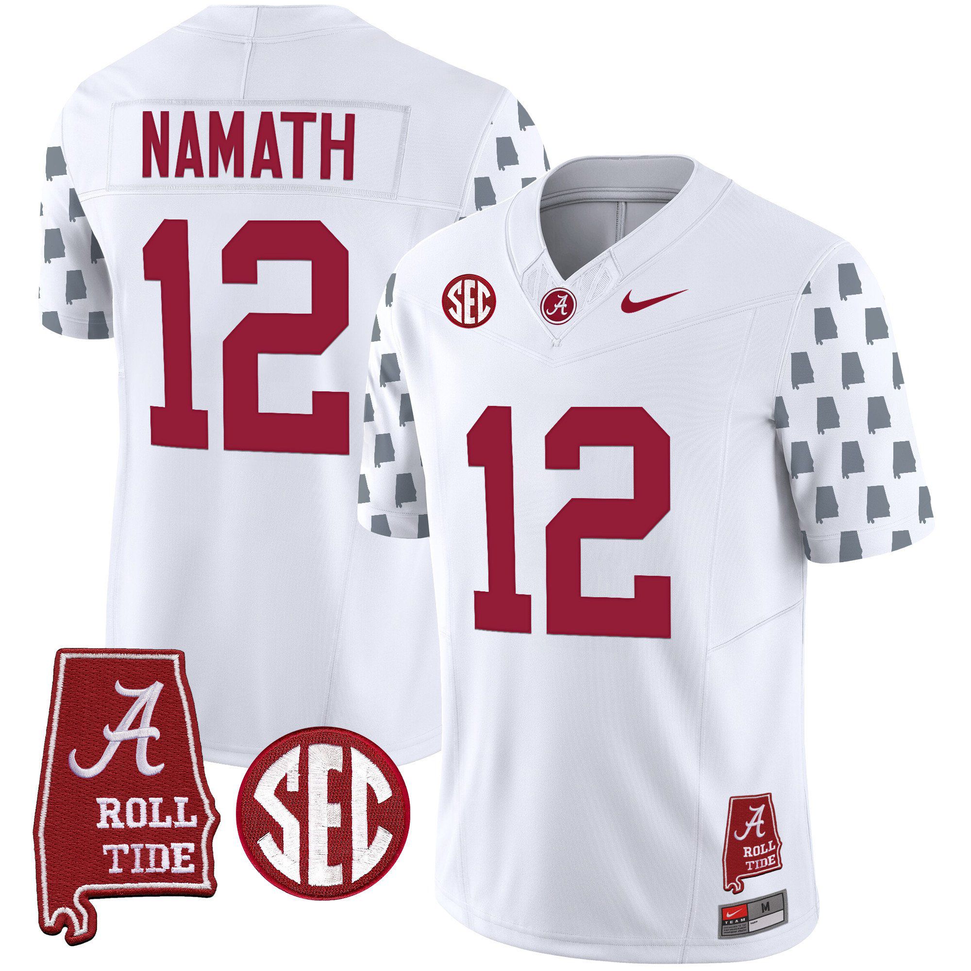 Men Alabama Crimson Tide #12 Namath White Vapor Limited 2024 Nike NCAA Jersey